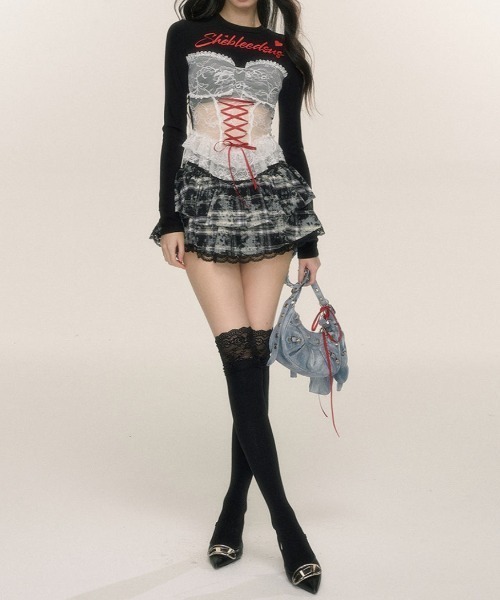 Nodress コルセット　トップス　茶色　ブラウン　Mサイズ　レア　新品 セットアップ刺繍レースミニドレス/フロントジップ/スパンコール