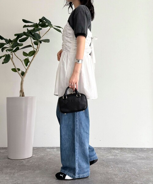 fredy emue(フレディエミュ)の「ギャザーキャミソールビスチェ(キャミソール・レディース・ブラック/オフホワイト・38)」の14枚目の写真