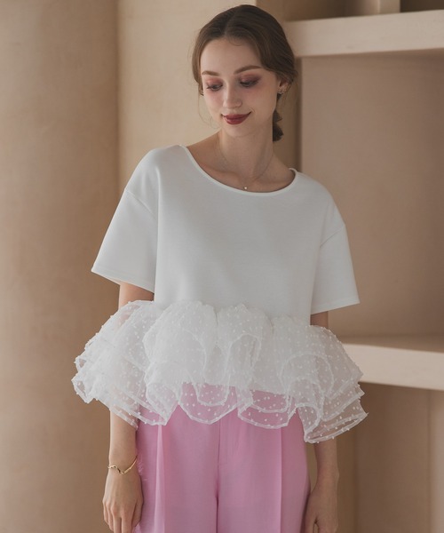 MERAKI(メラキ)の「ドットフリルヘムライントップス(その他トップス・レディース・ホワイト/ブラック/ブラック×ホワイト・FREE)」の10枚目の写真