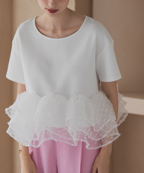 MERAKI(メラキ)の「ドットフリルヘムライントップス(その他トップス・レディース・ホワイト/ブラック/ブラック×ホワイト・FREE)」の14枚目の写真