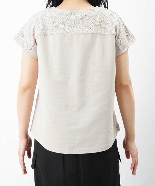 セール】LC/LLL レースドッキングプリーツトップス（Tシャツ