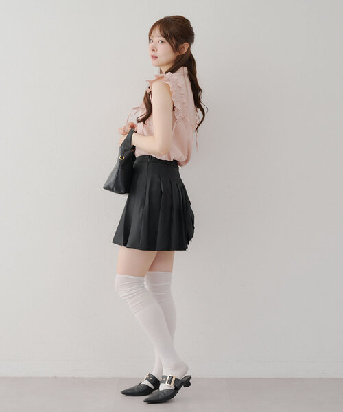 APPORTE PAR LES MARCHES(アポルテパーレマルシェ)の「【MARCHES】チュール使いプリーツミニスカート(スカート・レディース・チャコールグレー/ブラック/ベージュ・FREE)」の18枚目の写真