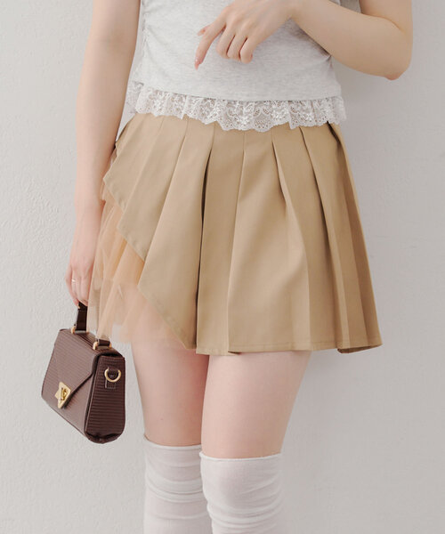 APPORTE PAR LES MARCHES(アポルテパーレマルシェ)の「【MARCHES】チュール使いプリーツミニスカート(スカート・レディース・チャコールグレー/ブラック/ベージュ・FREE)」の19枚目の写真