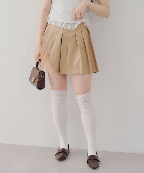 APPORTE PAR LES MARCHES(アポルテパーレマルシェ)の「【MARCHES】チュール使いプリーツミニスカート(スカート・レディース・チャコールグレー/ブラック/ベージュ・FREE)」の20枚目の写真