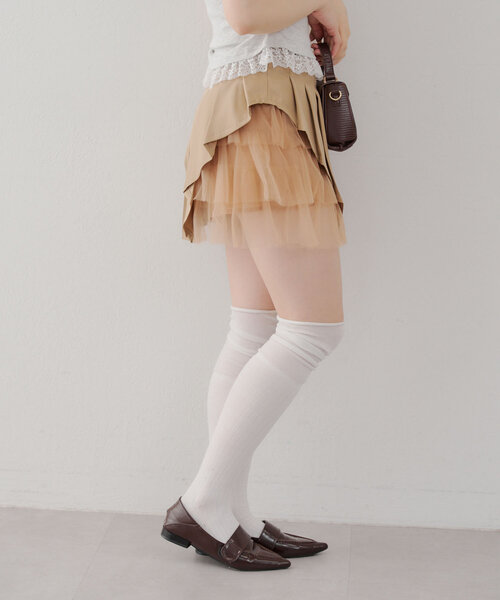 APPORTE PAR LES MARCHES(アポルテパーレマルシェ)の「【MARCHES】チュール使いプリーツミニスカート(スカート・レディース・チャコールグレー/ブラック/ベージュ・FREE)」の15枚目の写真