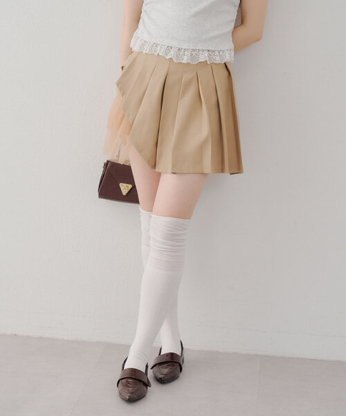 APPORTE PAR LES MARCHES(アポルテパーレマルシェ)の「【MARCHES】チュール使いプリーツミニスカート(スカート・レディース・チャコールグレー/ブラック/ベージュ・FREE)」の17枚目の写真