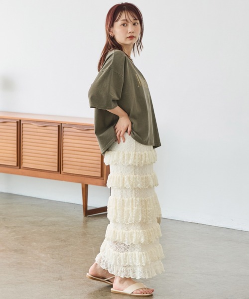 LAVEANGE（ラビアンジェ）の「フリルナロースカート（スカート・レディース・ブラック/オフホワイト・LL/3L/4L/5L/M）」の21枚目の写真