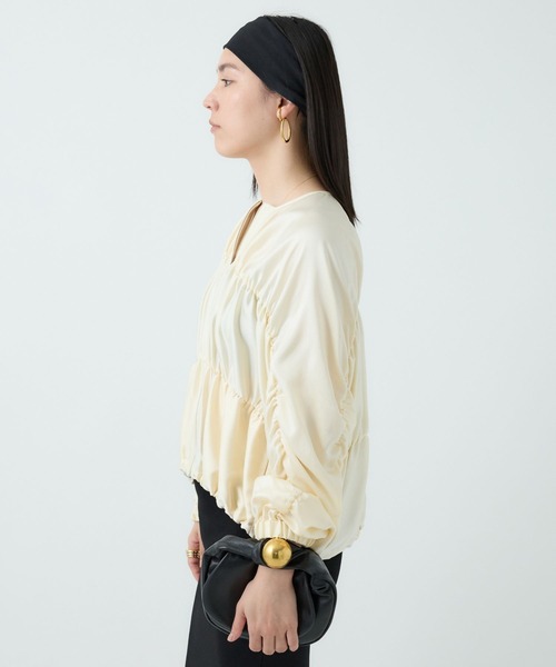 Chaos（カオス）の「Chaos(カオス)/クシュクシュブルゾン　◆セットアップ可◆（ブルゾン・レディース・アイボリー/ダークブラウン系・FREE）」の4枚目の写真