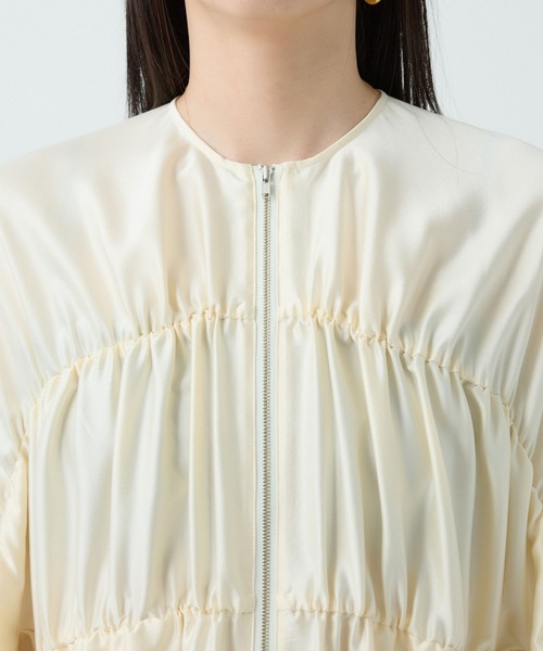 Chaos（カオス）の「Chaos(カオス)/クシュクシュブルゾン　◆セットアップ可◆（ブルゾン・レディース・アイボリー/ダークブラウン系・FREE）」の11枚目の写真