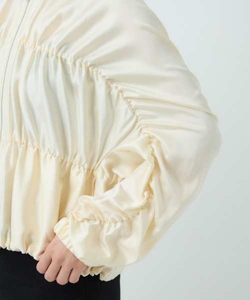 Chaos（カオス）の「Chaos(カオス)/クシュクシュブルゾン　◆セットアップ可◆（ブルゾン・レディース・アイボリー/ダークブラウン系・FREE）」の12枚目の写真