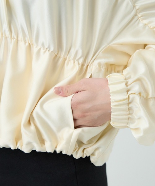 Chaos（カオス）の「Chaos(カオス)/クシュクシュブルゾン　◆セットアップ可◆（ブルゾン・レディース・アイボリー/ダークブラウン系・FREE）」の16枚目の写真