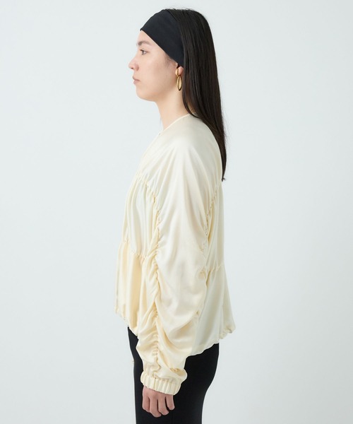 Chaos（カオス）の「Chaos(カオス)/クシュクシュブルゾン　◆セットアップ可◆（ブルゾン・レディース・アイボリー/ダークブラウン系・FREE）」の8枚目の写真