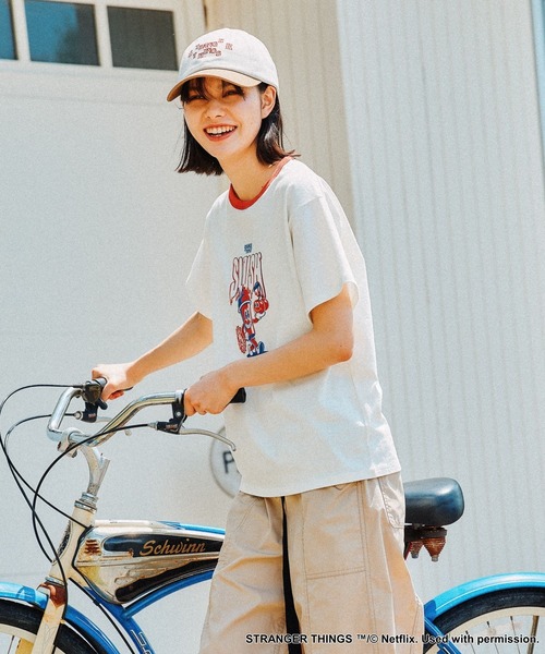 tシャツ 「STRANGER THINGS」コラボ SCOOPリンガーTシャツ レディース STRANGER THINGS】コラボ SCOOPリンガーTシャツ（Tシャツ