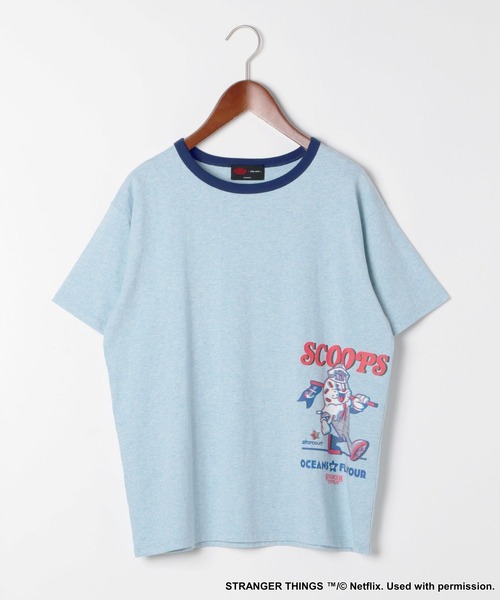 tシャツ 「STRANGER THINGS」コラボ SCOOPリンガーTシャツ レディース STRANGER THINGS】コラボ SCOOPリンガーTシャツ（Tシャツ