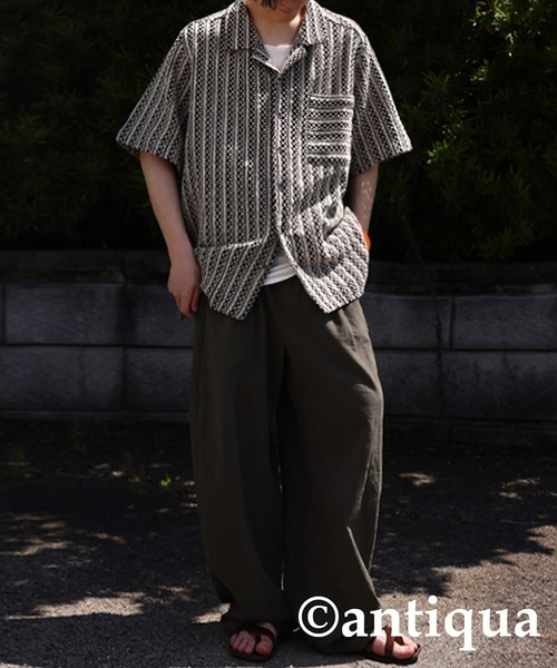 antiqua(アンティカ)の「レース開襟シャツ(シャツ/ブラウス・レディース・ブラック・P/R)」の7枚目の写真
