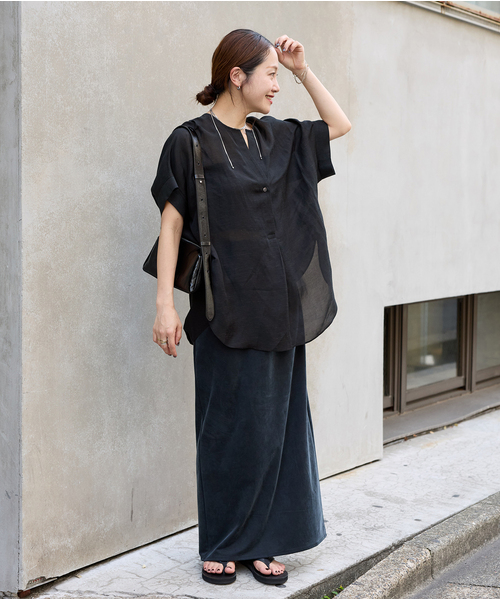 シアーリネンノーカラーブラウス（シャツ/ブラウス）｜JOURNAL
