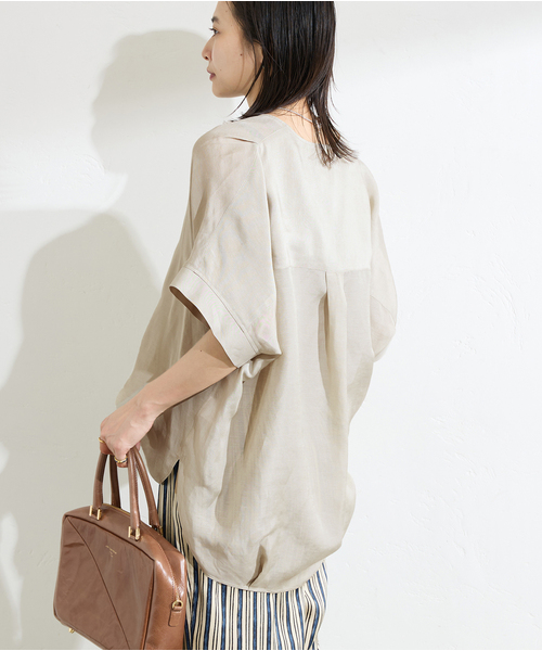 シアーリネンノーカラーブラウス（シャツ/ブラウス）｜JOURNAL