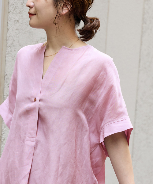 JOURNAL STANDARD（ジャーナルスタンダード）の「シアーリネンノーカラーブラウス（シャツ/ブラウス・レディース・ブラック/ライトグレー/ピンク・FREE）」の17枚目の写真