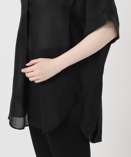 JOURNAL STANDARD（ジャーナルスタンダード）の「シアーリネンノーカラーブラウス（シャツ/ブラウス・レディース・ブラック/ライトグレー/ピンク・FREE）」の11枚目の写真