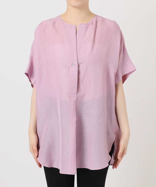 JOURNAL STANDARD（ジャーナルスタンダード）の「シアーリネンノーカラーブラウス（シャツ/ブラウス・レディース・ブラック/ライトグレー/ピンク・FREE）」の8枚目の写真