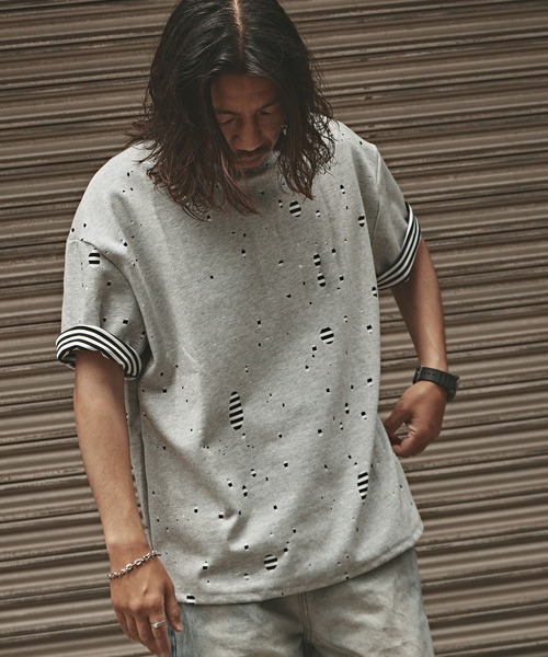 セール】Faux Layered Crew Neck T-Shirt / フェイクレイヤード