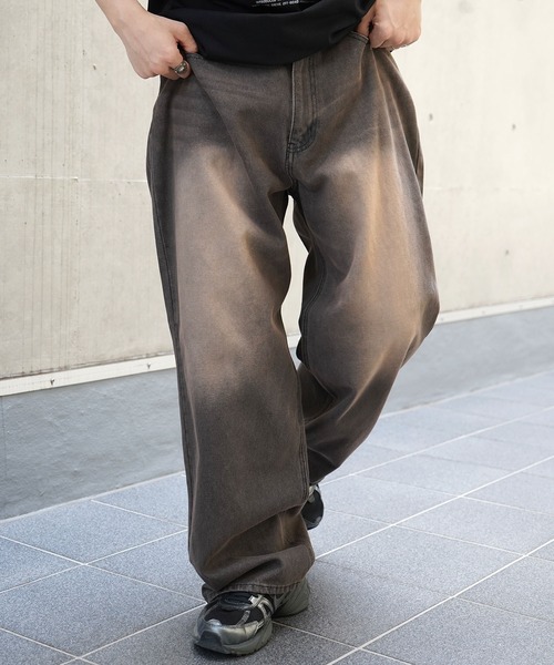 ILL'S(イルズ)の「スラブデニム バギーパンツ グラデーションデニム ヴィンテージメイク(デニムパンツ・メンズ・ブラウン/グリーン/ブルー系その他/ブラック系その他/サックスブルー・M/L)」の2枚目の写真