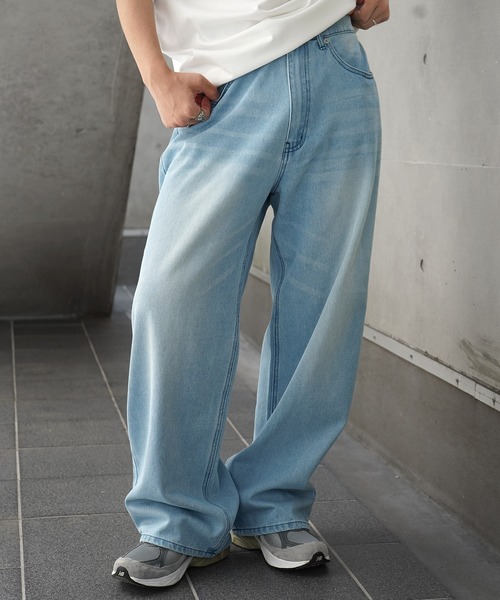 ILL'S(イルズ)の「スラブデニム バギーパンツ グラデーションデニム ヴィンテージメイク(デニムパンツ・メンズ・ブラウン/グリーン/ブルー系その他/ブラック系その他/サックスブルー・M/L)」の4枚目の写真