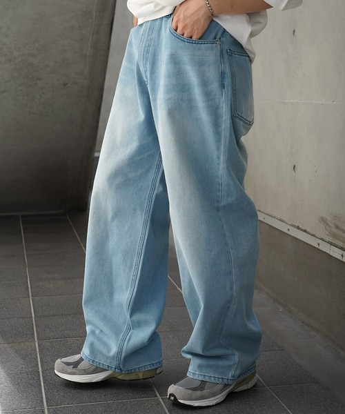 ILL'S(イルズ)の「スラブデニム バギーパンツ グラデーションデニム ヴィンテージメイク(デニムパンツ・メンズ・ブラウン/グリーン/ブルー系その他/ブラック系その他/サックスブルー・M/L)」の17枚目の写真