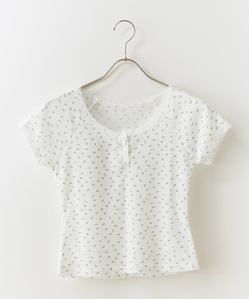ROOPTOKYO(ループトウキョウ)の「Floral Lace Short Sleeve Top / 花柄レース ショートスリーブトップス 秋物 秋服 2026年秋冬(Tシャツ/カットソー・レディース・アイボリー/ホワイト/ピンク/ブルー・FREE)」の5枚目の写真