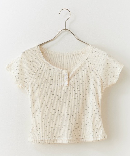 ROOPTOKYO(ループトウキョウ)の「Floral Lace Short Sleeve Top / 花柄レース ショートスリーブトップス 秋物 秋服 2026年秋冬(Tシャツ/カットソー・レディース・アイボリー/ホワイト/ピンク/ブルー・FREE)」の10枚目の写真