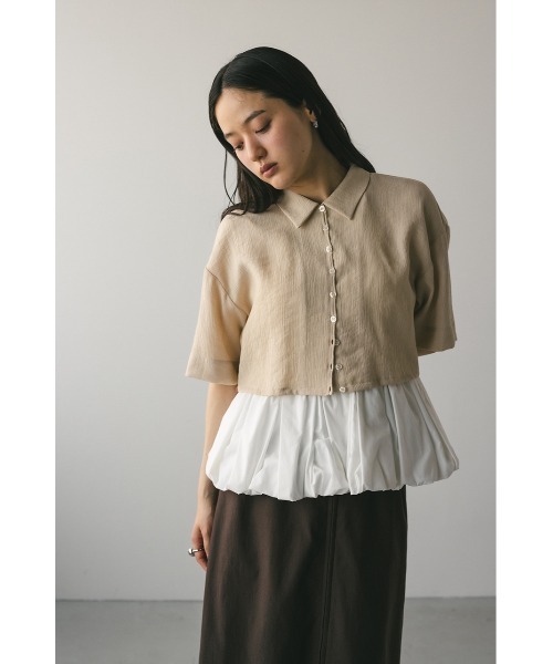 STYLEMIXER（スタイルミキサー）の「バックオープンワッシャーシャツ（シャツ/ブラウス・レディース・カーキ/ネイビー/ベージュ・FREE）」の9枚目の写真