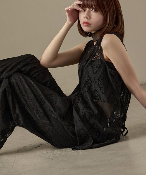 Fashion Letter（ファッションレター）の「SET UP可能 ラッセルレース ノースリーブブラウス（シャツ/ブラウス・レディース・ブラック/アイボリー・M）」の11枚目の写真