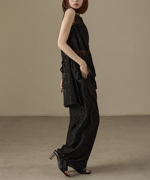 Fashion Letter（ファッションレター）の「SET UP可能 ラッセルレース ノースリーブブラウス（シャツ/ブラウス・レディース・ブラック/アイボリー・M）」の10枚目の写真