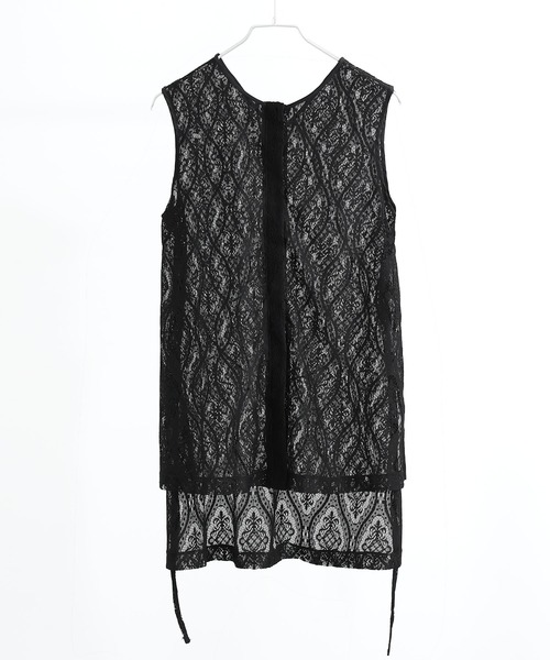Fashion Letter（ファッションレター）の「SET UP可能 ラッセルレース ノースリーブブラウス（シャツ/ブラウス・レディース・ブラック/アイボリー・M）」の7枚目の写真