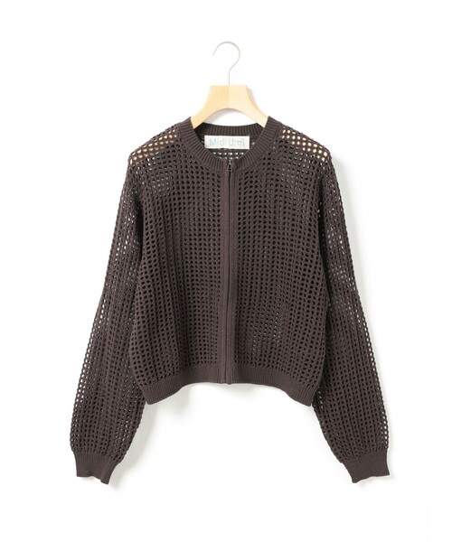 MidiUmi(ミディウミ)の「MidiUmi メッシュニットジップカーディガン(カーディガン/ボレロ・レディース・チャコールグレー/ブラウン/キナリ・FREE)」の2枚目の写真