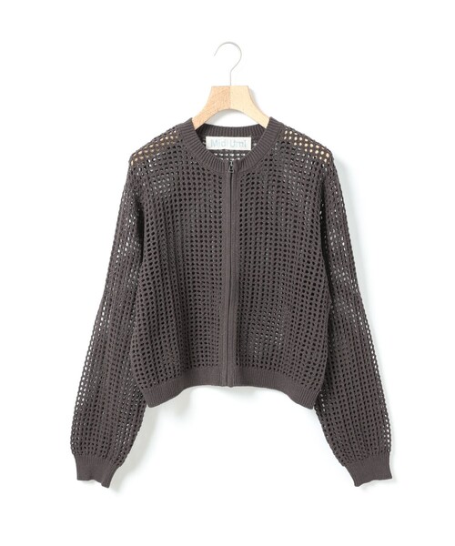MidiUmi(ミディウミ)の「MidiUmi メッシュニットジップカーディガン(カーディガン/ボレロ・レディース・チャコールグレー/ブラウン/キナリ・FREE)」の1枚目の写真