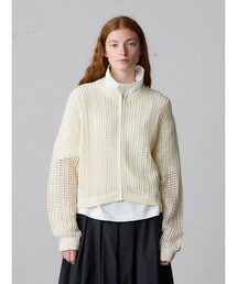 MidiUmi メッシュニットジップカーディガン
