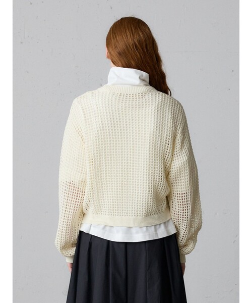 MidiUmi(ミディウミ)の「MidiUmi メッシュニットジップカーディガン(カーディガン/ボレロ・レディース・チャコールグレー/ブラウン/キナリ・FREE)」の10枚目の写真