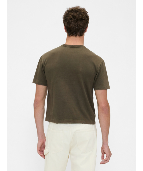 GAP(ギャップ)の「ヘビーウェイト デニム GAPロゴ クロップドTシャツ(Tシャツ/カットソー・メンズ・ブルー/ブラック/カーキ・XS/S/M/L/XL)」の9枚目の写真