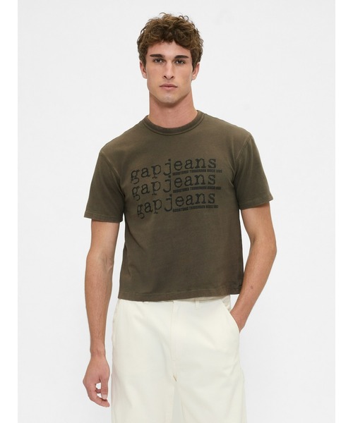 GAP(ギャップ)の「ヘビーウェイト デニム GAPロゴ クロップドTシャツ(Tシャツ/カットソー・メンズ・ブルー/ブラック/カーキ・XS/S/M/L/XL)」の17枚目の写真