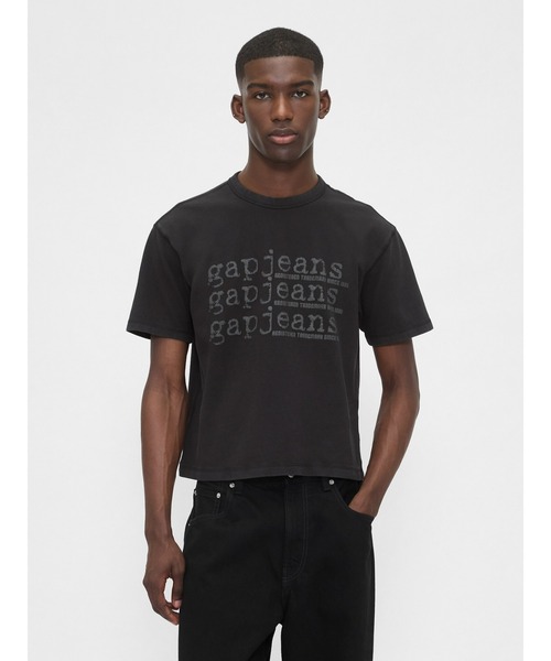 GAP(ギャップ)の「ヘビーウェイト デニム GAPロゴ クロップドTシャツ(Tシャツ/カットソー・メンズ・ブルー/ブラック/カーキ・XS/S/M/L/XL)」の19枚目の写真