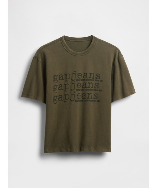 GAP(ギャップ)の「ヘビーウェイト デニム GAPロゴ クロップドTシャツ(Tシャツ/カットソー・メンズ・ブルー/ブラック/カーキ・XS/S/M/L/XL)」の10枚目の写真