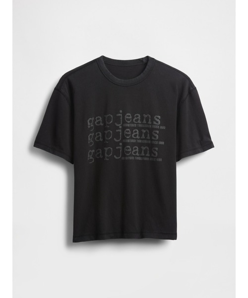 GAP(ギャップ)の「ヘビーウェイト デニム GAPロゴ クロップドTシャツ(Tシャツ/カットソー・メンズ・ブルー/ブラック/カーキ・XS/S/M/L/XL)」の11枚目の写真