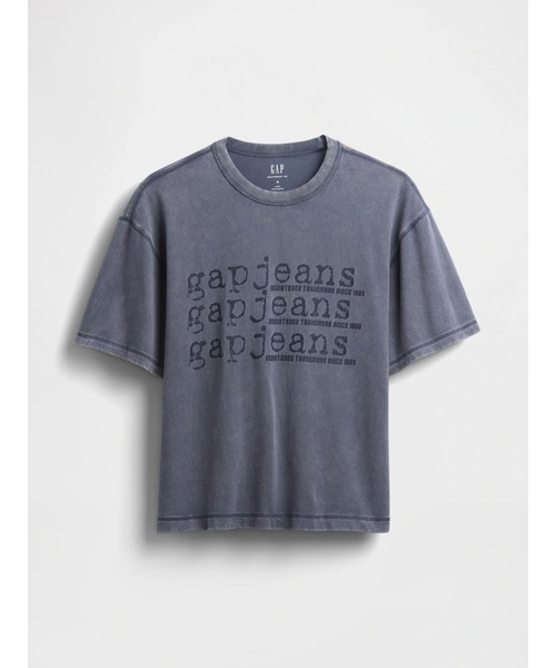 GAP(ギャップ)の「ヘビーウェイト デニム GAPロゴ クロップドTシャツ(Tシャツ/カットソー・メンズ・ブルー/ブラック/カーキ・XS/S/M/L/XL)」の12枚目の写真