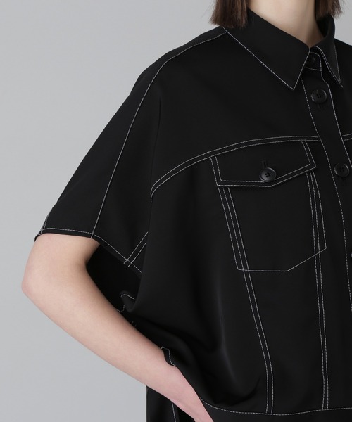 ADORE(アドーア)の「ドライストレッチツイルブラウス(シャツ/ブラウス・レディース・ベージュ系その他/ホワイト/ブラック・38)」の8枚目の写真