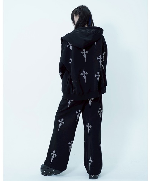 REFLEM/レフレム』クロス総柄ラインストーンZIPパーカー/ジップアップ