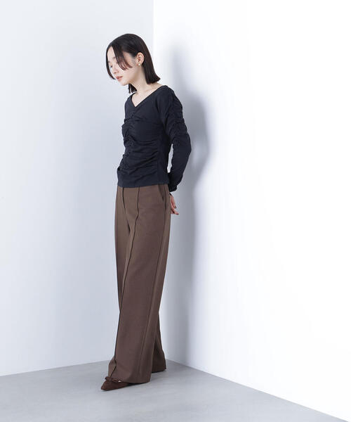 NATURAL BEAUTY BASIC（ナチュラルビューティーベーシック）の「◇ギャザーカットソー（Tシャツ/カットソー・レディース・ピンク/オフホワイト/ブラック・FREE）」の5枚目の写真