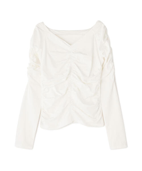 NATURAL BEAUTY BASIC（ナチュラルビューティーベーシック）の「◇ギャザーカットソー（Tシャツ/カットソー・レディース・ピンク/オフホワイト/ブラック・FREE）」の7枚目の写真