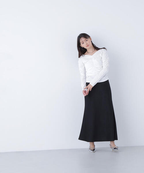 NATURAL BEAUTY BASIC（ナチュラルビューティーベーシック）の「◇ギャザーカットソー（Tシャツ/カットソー・レディース・ピンク/オフホワイト/ブラック・FREE）」の8枚目の写真