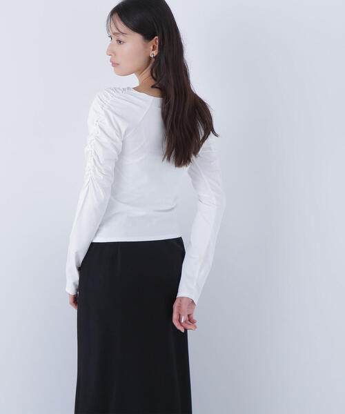 NATURAL BEAUTY BASIC（ナチュラルビューティーベーシック）の「◇ギャザーカットソー（Tシャツ/カットソー・レディース・ピンク/オフホワイト/ブラック・FREE）」の11枚目の写真